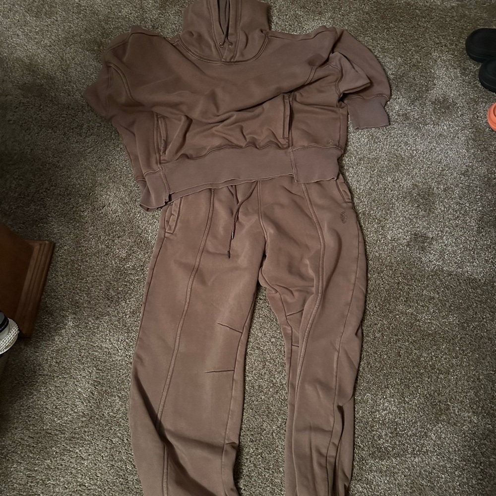 FP Movement by Free People Brown Hooded Sweatshirt & Joggers Set